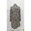 Kadın Uzun Kollu Yakalı önden Düğmeli Leopar Desenli Modal Midi Elbise