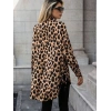 Kadın Uzun Kollu Yakalı önden Düğmeli Yandan Bağcıklı Leopar Desenli Modal Bluz