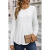 Kadın Uzun Kollu Yuvarlak Yaka Nervürlü Bluz