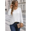 Kadın Uzun Kollu Yuvarlak Yaka Nervürlü Bluz