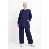 Osy Modal Yumuşak Dokulu Kumaş Tesettür Cepli Tunik Pantolon Takım - Lacivert