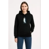 Oversize Hoodie - Sırt Baskılı Survivor Penguin Temalı, Felsefi Yazılı Kapüşonlu Sweatshirt - Siyah