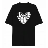 Sevgililer Günü İçin Özel Tasarım Love Kalp Baskılı T-shirt - Siyah