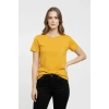 T-Shirt Bisiklet Yaka Slim Fit Likralı Tişört Günlük Basic Body - Sarı
