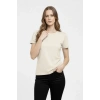 T-Shirt Bisiklet Yaka Slim Fit Likralı Tişört Günlük Basic Body - Taş