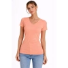 T-Shirt V Yaka Slim Fit Likralı Tişört Günlük Basic Body - Toz Pembe