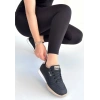 Tawen Siyah Cilt Bej Tabanlı Bağcıklı Spor Ayakkabı