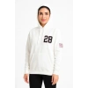 Üç İplik Kapüşonlu Ön Ve Arka Baskılı SweatShirt Hoodie - Beyaz