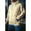 Üç İplik Penye Kapşonlu Basic SweatShirt - Bej