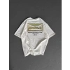 Unisex Baskılı Oversize T-Shirt - Beyaz