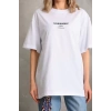 Unisex Baskılı Oversize T-Shirt - Beyaz