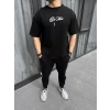 Unisex Baskılı Oversize T-Shirt - Siyah