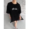 Unisex Baskılı Oversize T-Shirt - Siyah