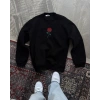 Unisex Bisiklet Yaka Ön Ve Arka Baskılı SweatShirt - Siyah