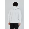 Unisex Tam Fermuarlı Kapşonlu  SweatShirt - Beyaz