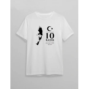 10 Kasım Atatürk Baskılı T-shirt - Beyaz