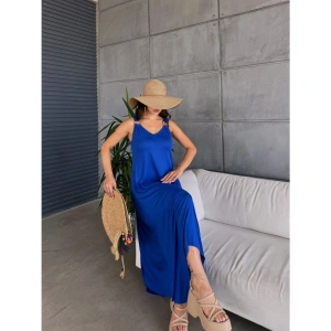 Kadın çan Dokuma Kumaş V Yaka Asimetrik Kesim Elbise