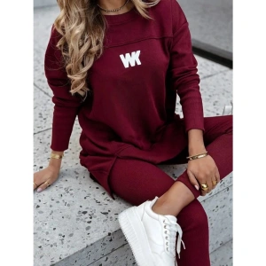 Kadın Uzun Kollu Bisiklet Yaka Nervurlu Viskon Iki Iplik Ve Tayt Pantolon Ikili Takım