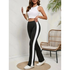 Kadın Yüksek Bel Yan şerit Detaylı Yırtmaçlı Viskon Iki Iplik Pantolon