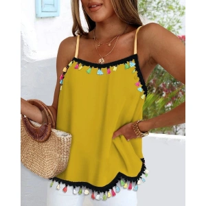 Kadın Ip Askılı Püskül Detaylı Sandy Bluz