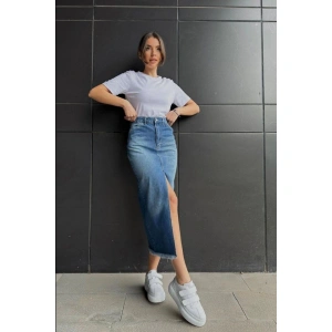 Kar Yıkama Yırtmaçlı Kot Etek