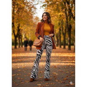 Kadın Yüksek Bel Krep Kumaş Bol Paça Pantolon