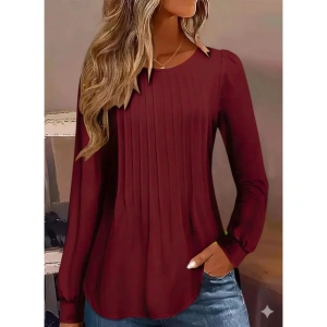 Kadın Uzun Kollu Yuvarlak Yaka Nervürlü Bluz