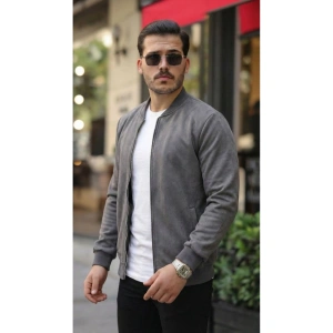 Erkek Scuba Süet Kumaş Bomber Hırka
