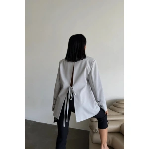 ARKASI YIRTMAÇ DETAYLI CEKET - Gri