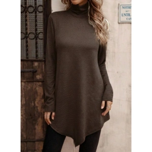 Kadın Uzun Kollu Balıkçı Yaka Asimetrik Kesim Detaylı Yün Viskon Bluz