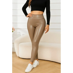 Kadın Yüksek Bel Deri Tayt