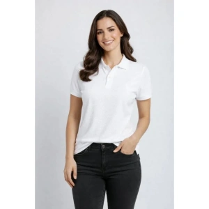 Pike Kumaş Düğmeli Yaka Regular Rahat Günlük Kısa Kol Tişört T-shirt - Beyaz