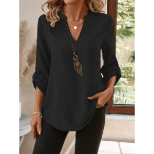 Kadın Truvakar Kol V Yakalı Keten Bluz