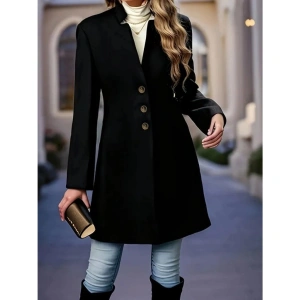 Kadın Uzun Kollu Hakim Yakalı önden Düğmeli Ithal Kaşe Astarsız Kısa Kaban