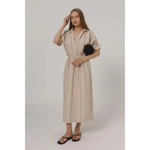 Beli Lastikli Elbise - Pembe