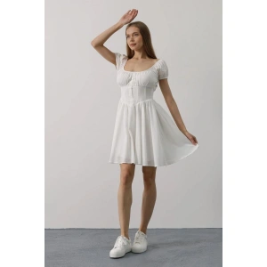 Beli Korseli Mini Elbise - Fuşya