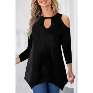 Kadın Uzun Kollu Omuz Ve Göğüs Dekolte Detay Viskon Bluz