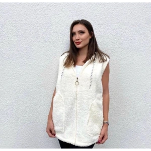 Kadın Kapüşon Ve Fermuar Detay Welsoft Kolsuz Yelek