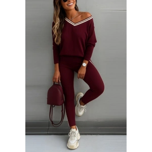 Kadın Uzun Kollu Tek Omuzu Açık Detaylı Viskon Iki Iplik Bluz Ve Pantolon Ikili Takım
