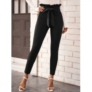 Kadın Yüksek Bel Beli Fırfırlı önden Bağlamalı Ithal Krep Pantolon