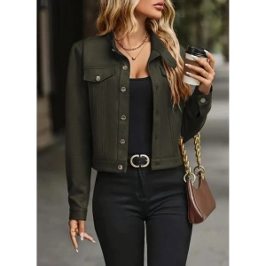 Kadın Uzun Kollu önden Düğmeli Kısa Süet Ceket