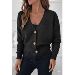 Düğme Detay Triko Bluz