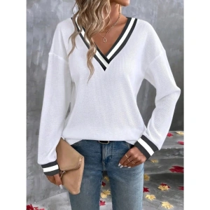 Kadın Uzun Kollu V Yakalı Waffle Bluz