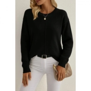 Kadın Uzun Kollu Bisiklet Yaka Düşük Omuz Detaylı Triko Bluz