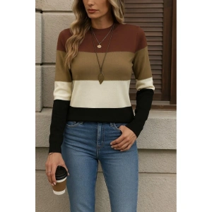 Kadın Uzun Kollu Yarı Balıkçı Yaka Triko Kazak