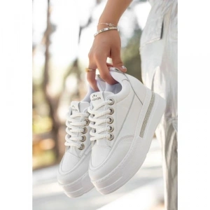 Erbilden Lulu Beyaz Cilt Bağcıklı Spor Ayakkabı