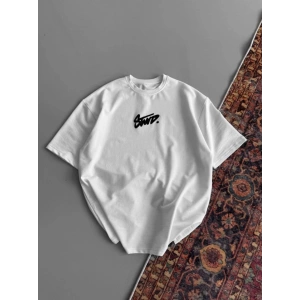 Baskılı Oversize T-shirt - Beyaz