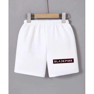 Beli Lastikli Baskılı Mini Şort - Beyaz