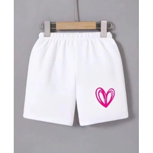 Beli Lastikli Baskılı Mini Şort - Beyaz