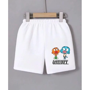 Beli Lastikli Baskılı Mini Şort - Beyaz